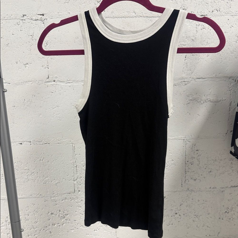 A NEW DAY - Black Tank Top White Trim - Ribbed - LIKE NEW - Size Small